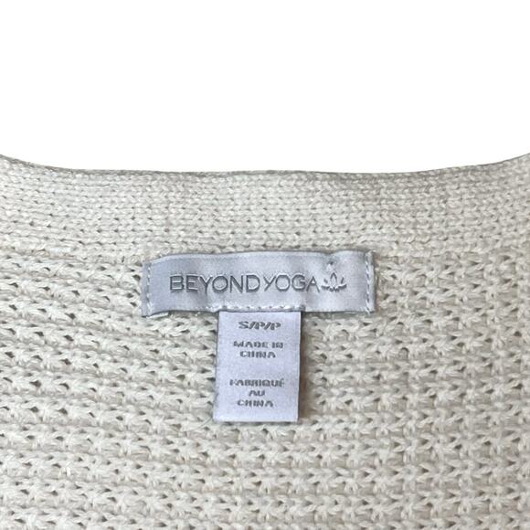 Beyond Yoga Cropped Boatneck Sweater Pullover Balloon Sleeves Ivory Size Small - Picture 3 of 7
